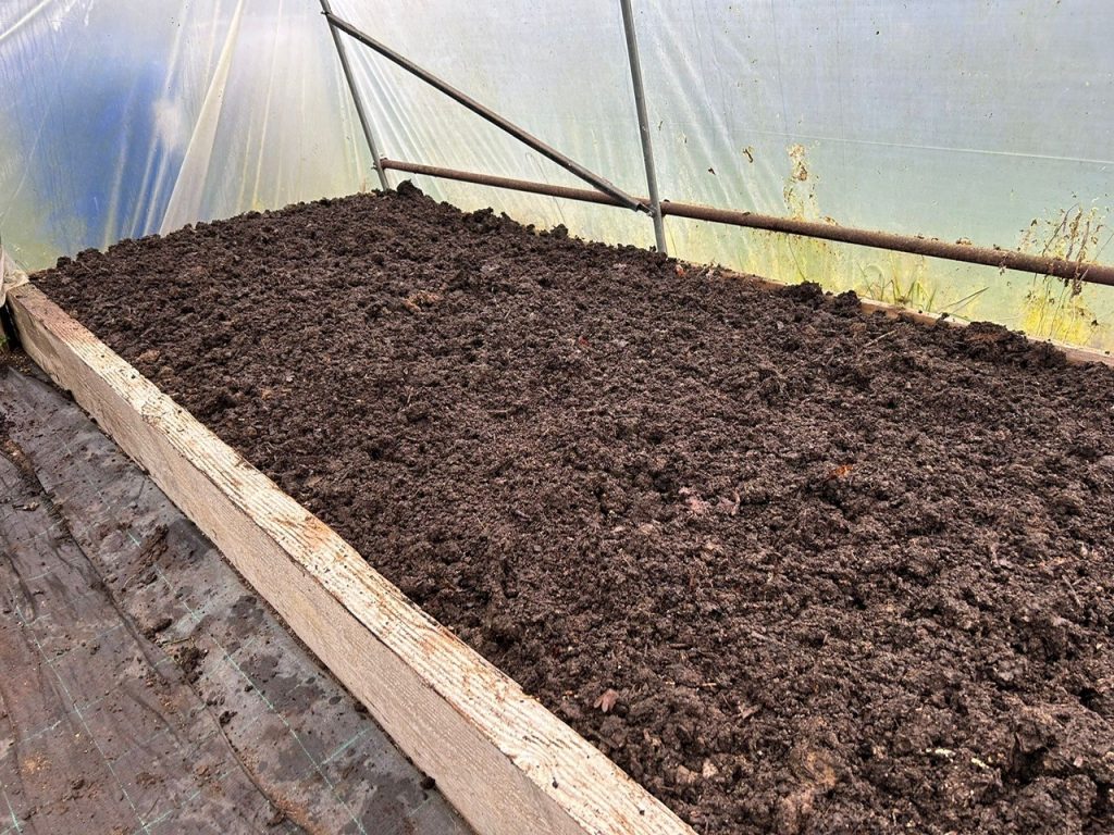 Vegetable bed cleared, with added nutrients, ready for spring